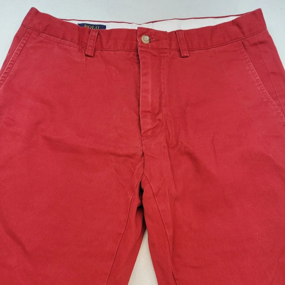Polo Ralph Lauren Chino Pants Mens 33x32 Red Slim Fit Cotton Twill Flat Front
